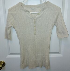 Cream Ribbed Women's Top